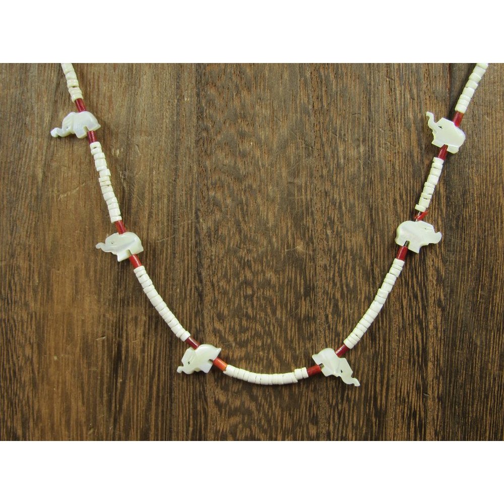 18 Inch Sterling Silver Native Elephant Shell Necklace